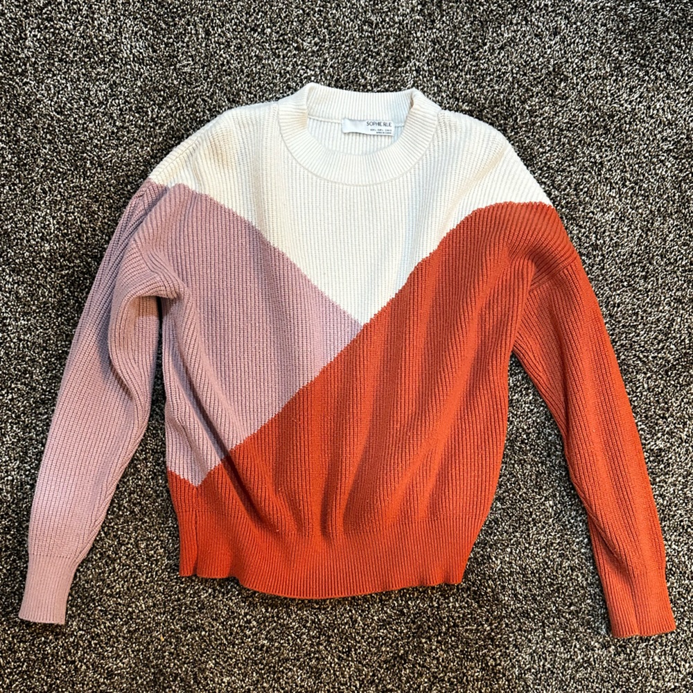 Sophie Rue Colorblock Crewneck Sweater - Cream, Blush Pink & Rust